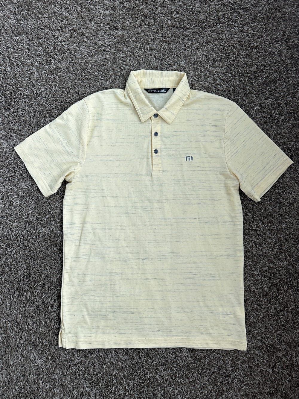 Travis Mathew Pale Yellow Heathered Men’s Golf Polo Size M
